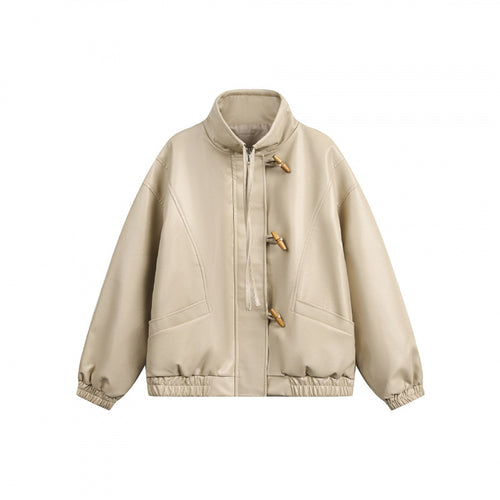 Unisex Kurz geschnittene Oversize-Jacke mit Knebelverschlüssen, hohem Stehkragen und elastischem Saum Nord Taschen