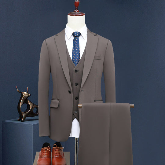Herren Slim-Fit Dreiteiliger Business-Anzug mit Weste und schlanker Anzughose Nord Taschen