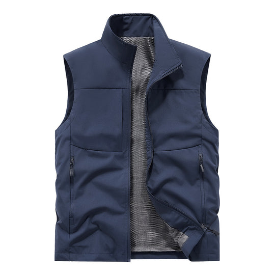 Herren Leichte technische Outdoor‑Weste mit Stehkragen, Netzfutter und Reißverschlusstaschen Nord Taschen