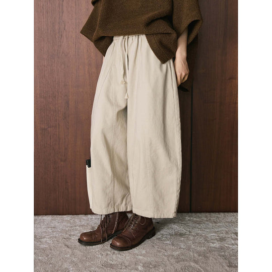 Damen Weite High‑Waist Canvas‑Culotte mit Kordelbund und Ziernähten Nord Taschen