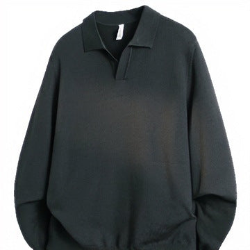 Unisex Oversized Polokragen-Feinstrickpullover mit weitem Schnitt Nord Taschen