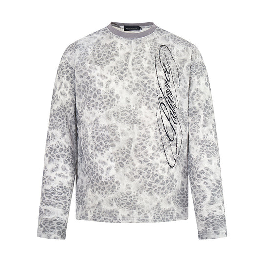 Damen Langarm-Sweatshirt mit Allover-Leo-Muster, geradem Schnitt und dekorativer Stickerei Nord Taschen