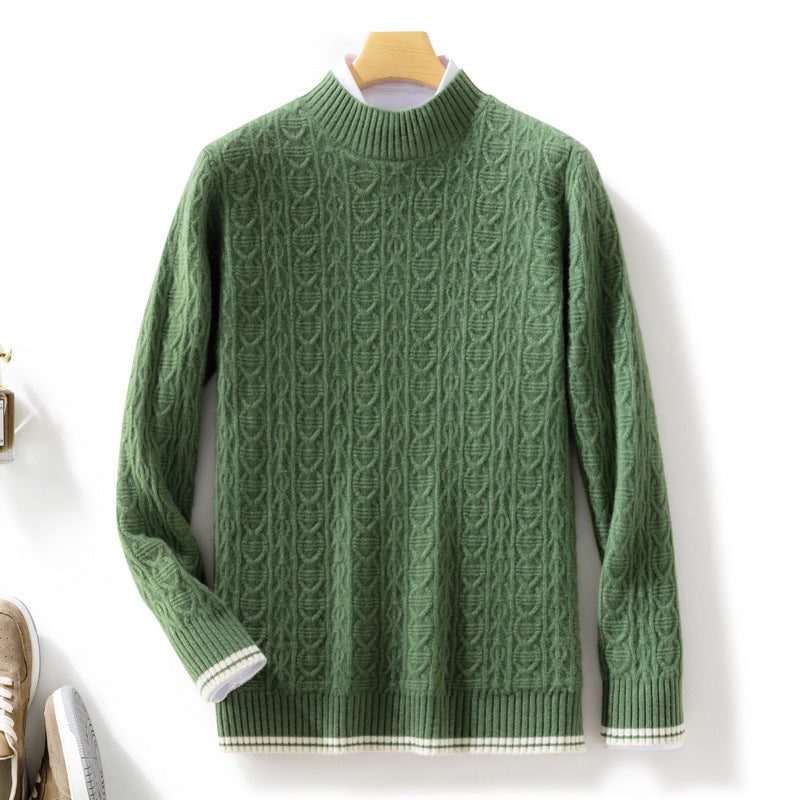 Damen Feinstrickpullover mit Zopfmuster, kurzem Stehkragen und gerippten Abschlüssen Nord Taschen