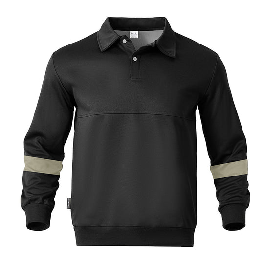 Herren Relaxed Polo-Sweatshirt mit Druckknopf-Blende und Kontrastarmdetails Nord Taschen