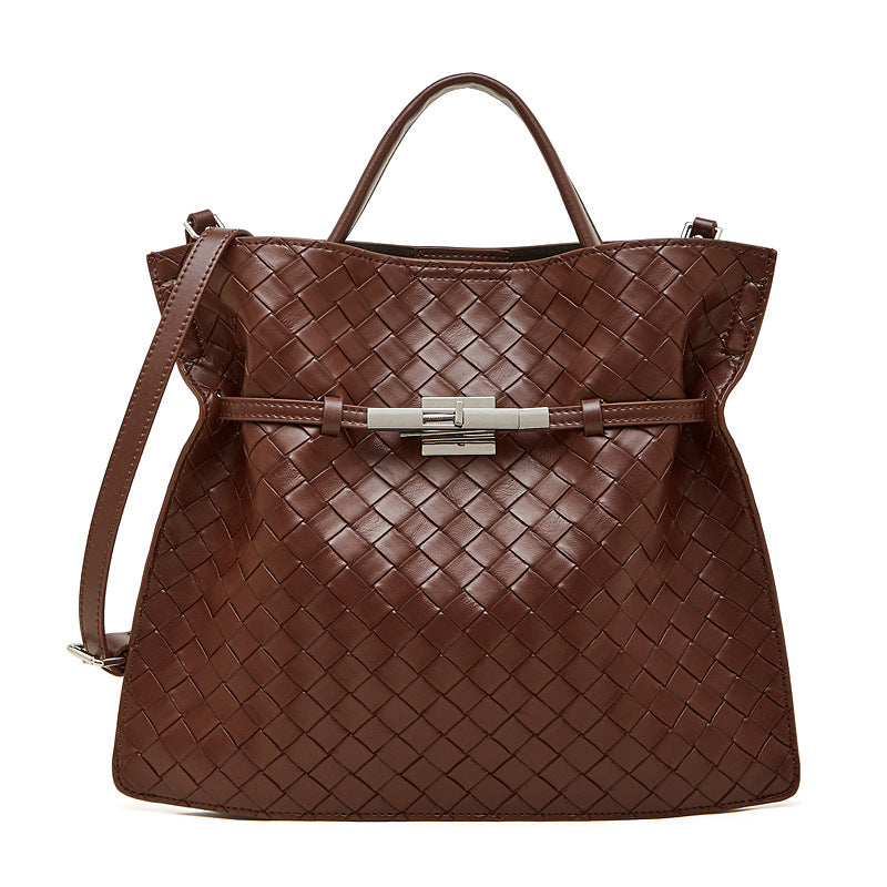 Damen geflochtene Shopper Tasche mit modernem Verschluss Nord Taschen