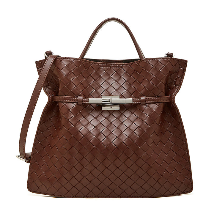 Damen geflochtene Shopper Tasche mit modernem Verschluss Nord Taschen