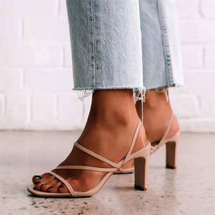 Damen elegante Absatzsandalen mit modischem Riemendesign - Arvani