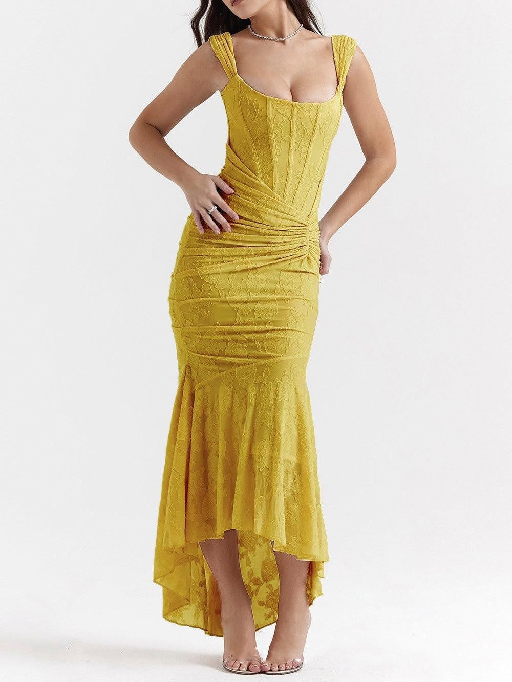 Damen nan eng anliegendes Korsett-Abendkleid mit integrierten Stäbchen, geraffter Wickelpassform und floraler Jacquardstruktur - Vittorelli