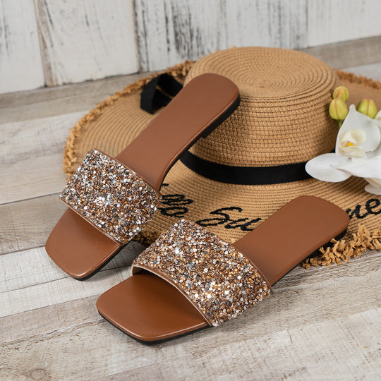 Damen Glamouröse Riemensandalen mit funkelnden Strassdetails