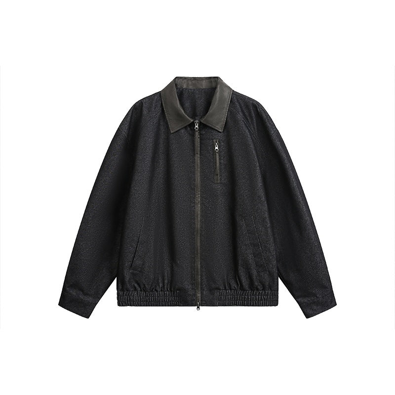 Herren Oversize-Übergangsjacke aus Wollmix mit Hemdkragen, Brust‑Zipper & elastischem Saum Nord Taschen