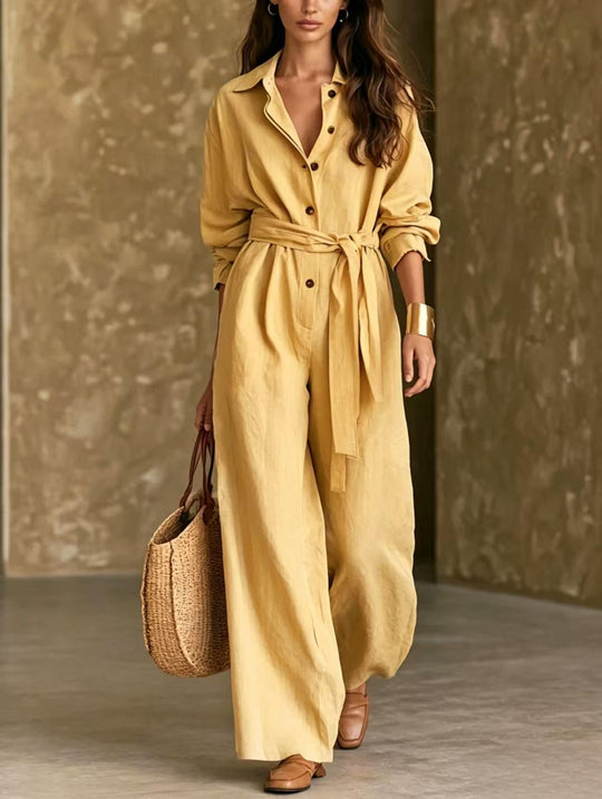 Damen Elegantes Hemdkleid mit Taillengürtel Nord Taschen