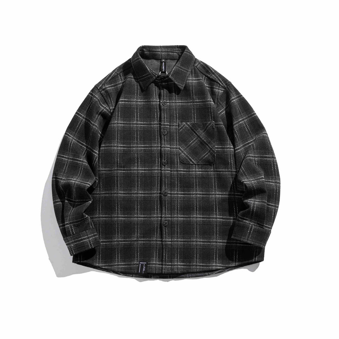 Herren Kariertes Overshirt aus flauschigem Twill mit Hemdkragen Nord Taschen