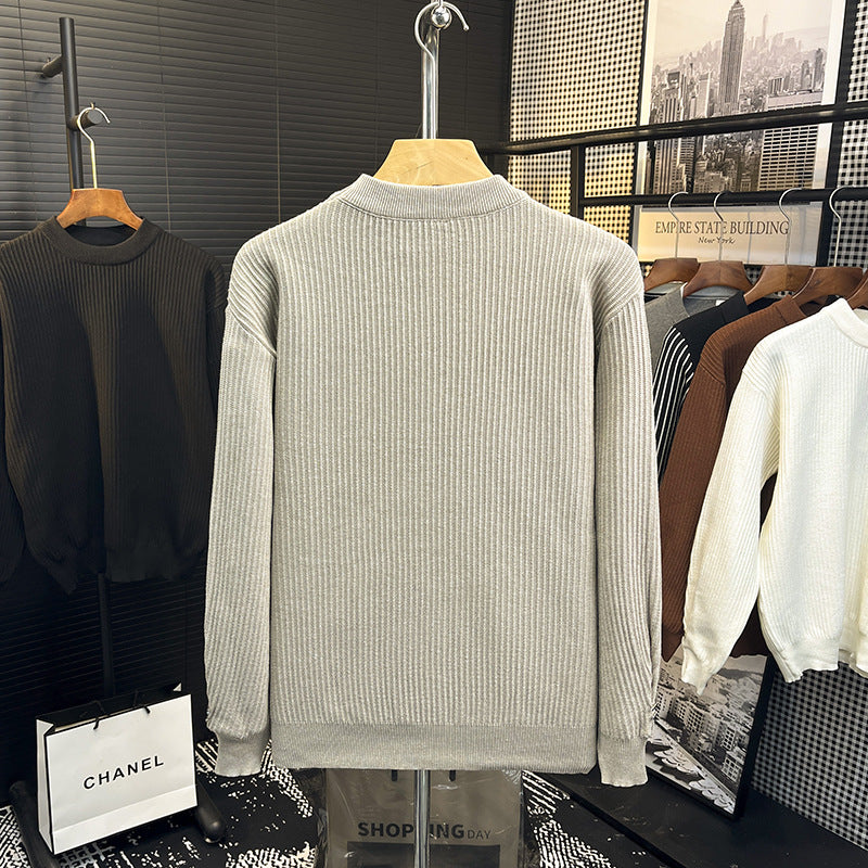 Herren Feiner Rippenstrick-Pullover mit Rundhalsausschnitt und verstärkter Schulternaht Nord Taschen