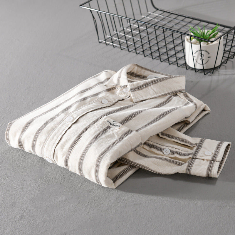Herren Gestreiftes Oversize-Hemd aus Baumwollmix mit Brusttasche und Relaxed-Fit Nord Taschen