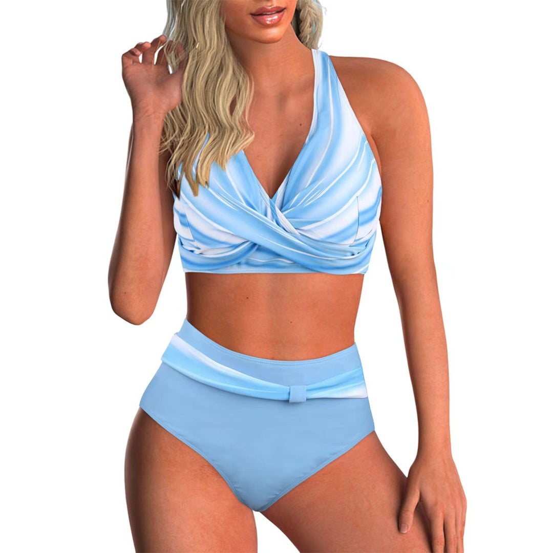 Damen Hochtailliertes Bikini-Set mit modischem Wickeloberteil
