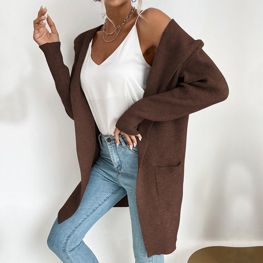 Damen Lässiger Strickmantel Nord Taschen