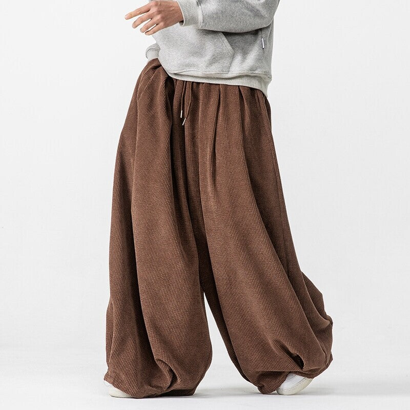 Herren Extraweite Cord-Ballonhose mit Falten, Tunnelzug und schwerem Fall Nord Taschen