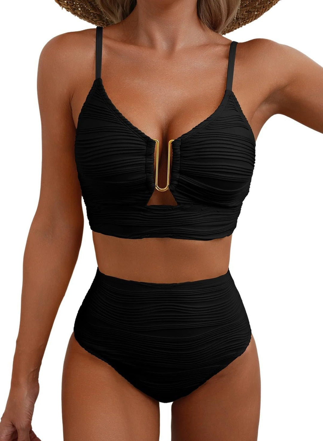 Damen Hochgeschnittener Bikini mit Raffungen