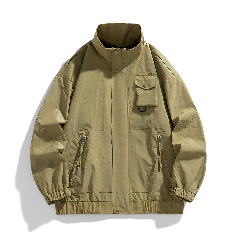 Herren Leichte technische Utility-Übergangsjacke mit Stehkragen und Multifunktionstaschen Nord Taschen