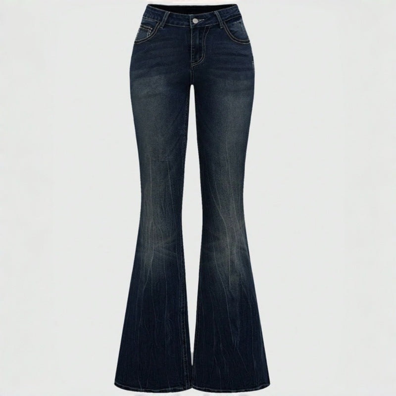 Damen Bootcut Jeans mit aufwendigen Stickereien und hohem Bund Avellé