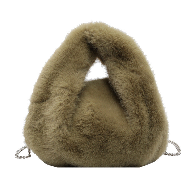 Damen Hobo-Tasche aus weichem Plüsch mit elegantem Kettenakzent Nord Taschen