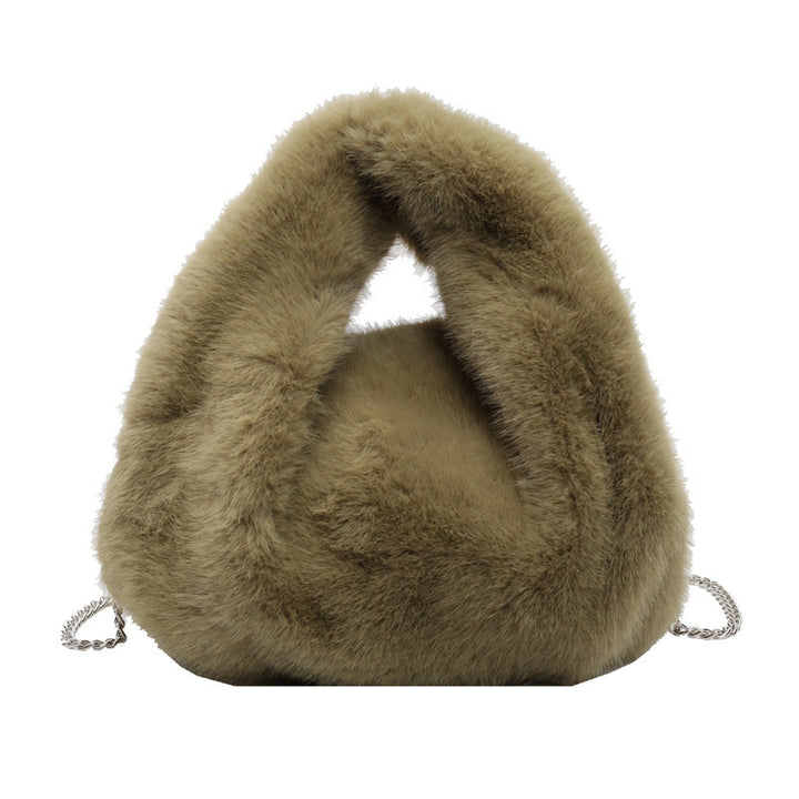 Damen Hobo-Tasche aus weichem Plüsch mit elegantem Kettenakzent Nord Taschen