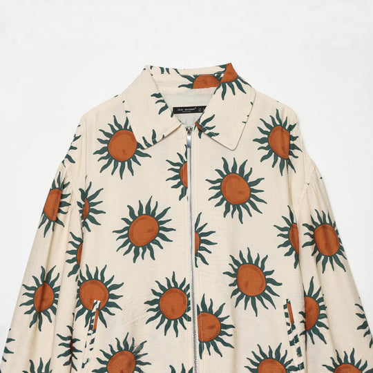 Damen Bedruckte Boxy‑Blousonjacke mit Reißverschluss und Tunnelzugtaillierung Nord Taschen