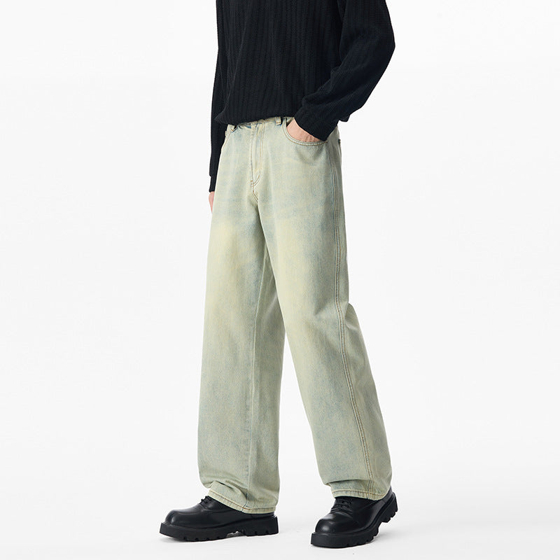Herren Locker geschnittene Denim-Jeans mit weitem Bein und soften Vintage-Fade Nord Taschen
