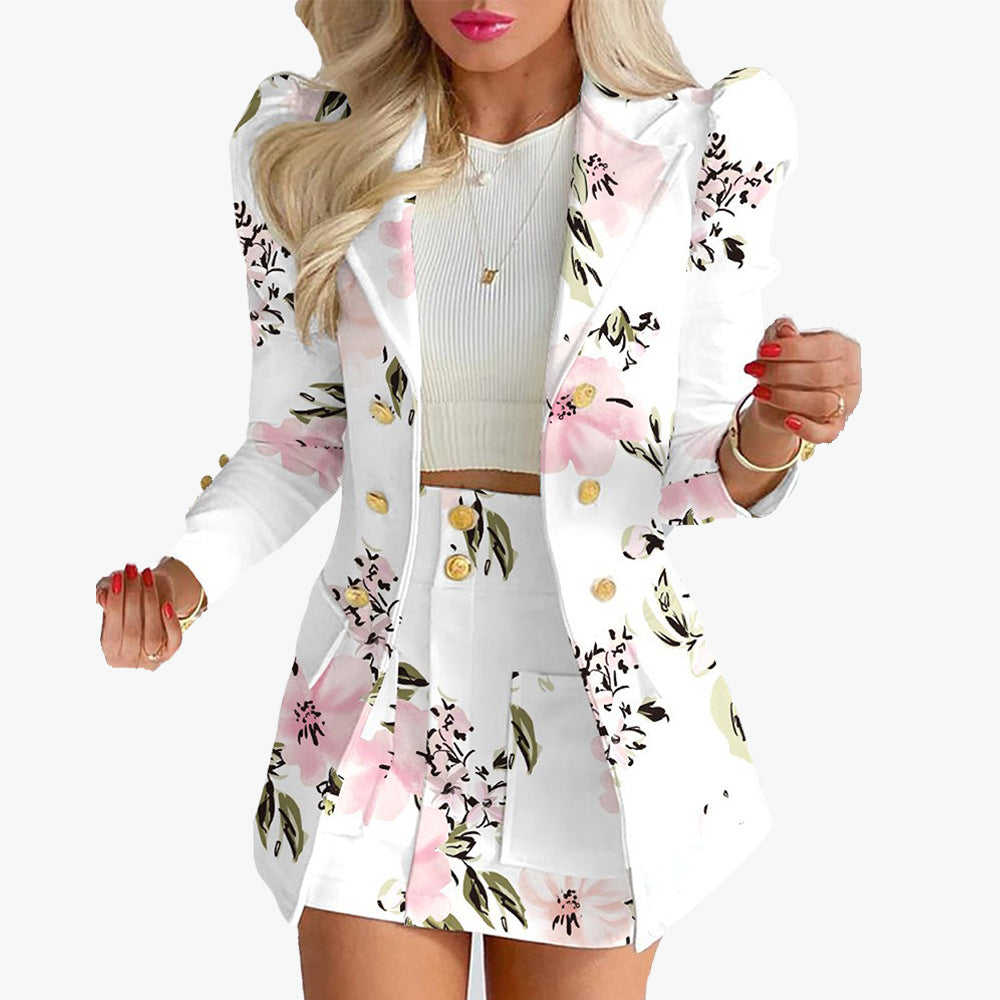 Damen Taillierter Doppelreihiger Blazer mit Puffärmeln und goldenen Zierknöpfen Nord Taschen