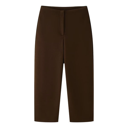 Damen Weite Cropped-Hose mit hoher Taille und elastischem Bund Nord Taschen