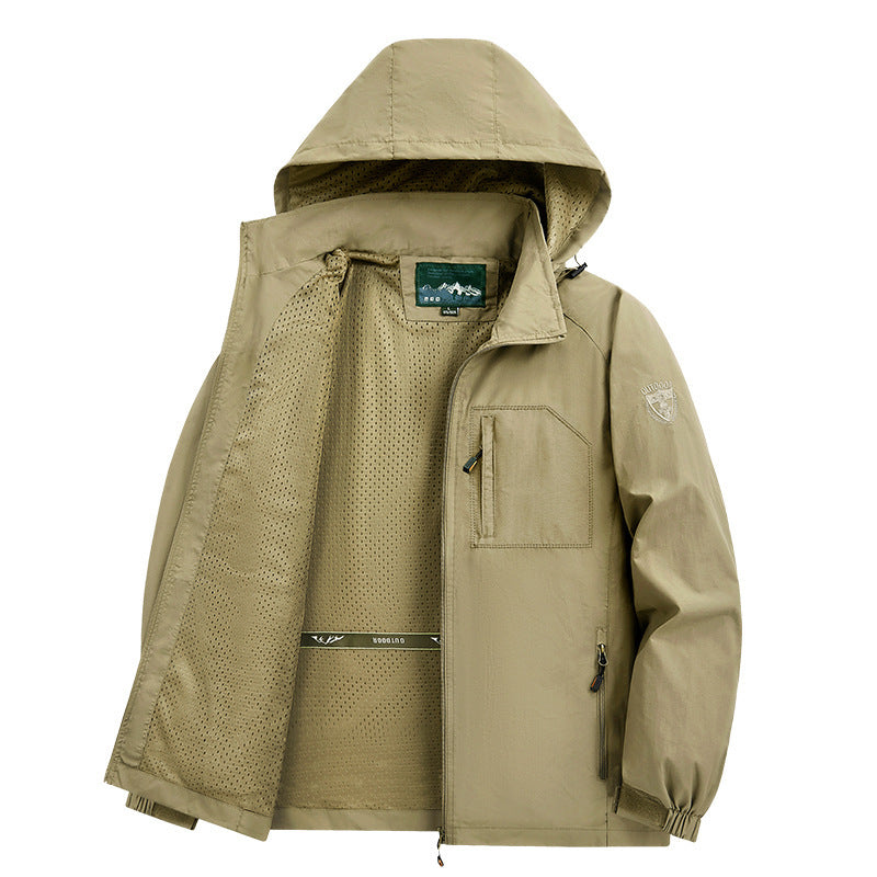 Herren  leichte wasserabweisende Übergangsjacke mit Kapuze und funktionalen Reißverschlusstaschen Nord Taschen