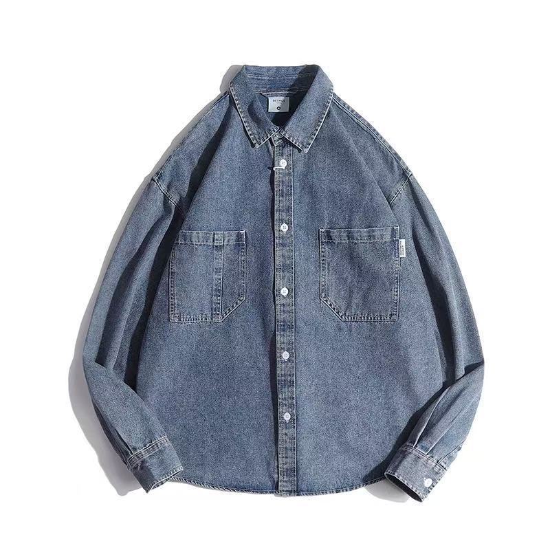 Unisex Boxy-Denim-Overshirt mit aufgesetzten Brusttaschen und gerundetem Saum Nord Taschen