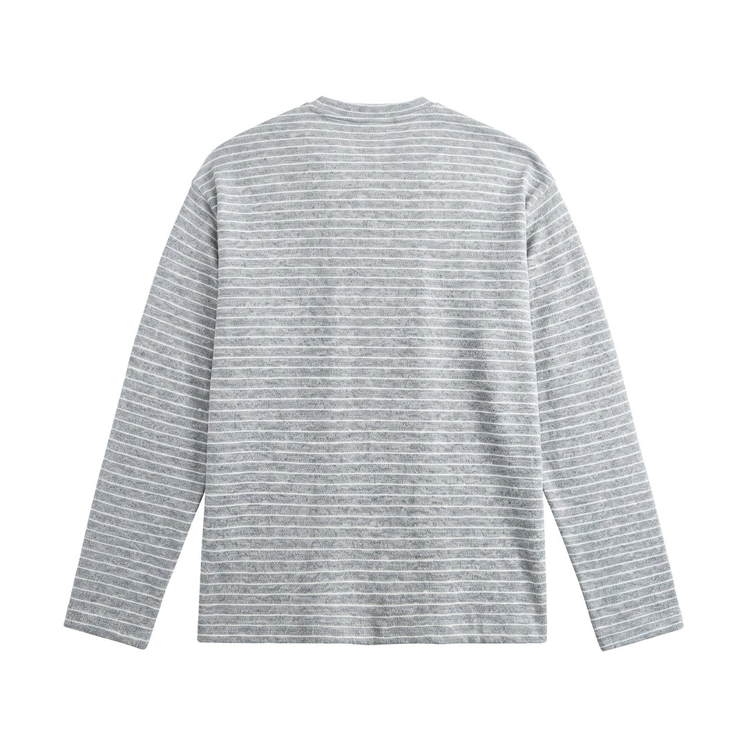 Herren Feinstrick-Henleyshirt mit kurzem Knopfleiste und horizontalem Streifenmuster Nord Taschen
