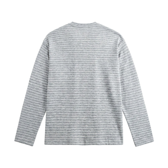 Herren Langärmeliges Henley-Shirt aus Feinstrick mit Streifenstruktur Nord Taschen