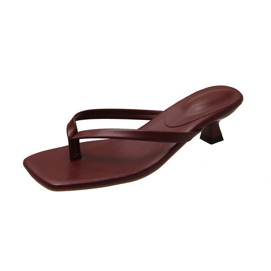 Damen Minimalistische Zehentrenner-Sandalen mit elegantem Absatz