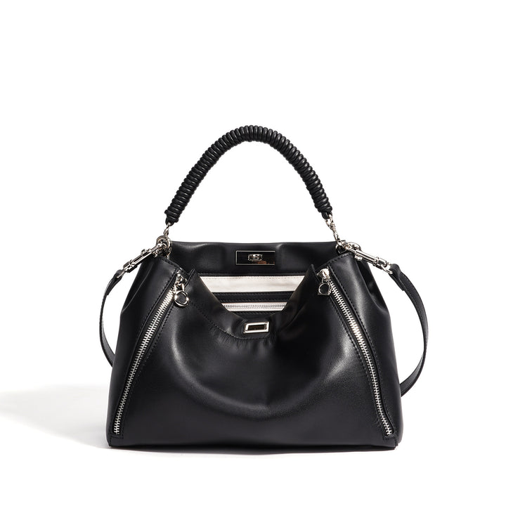 Damen elegante Lederhandtasche mit strukturierten Akzenten Nord Taschen