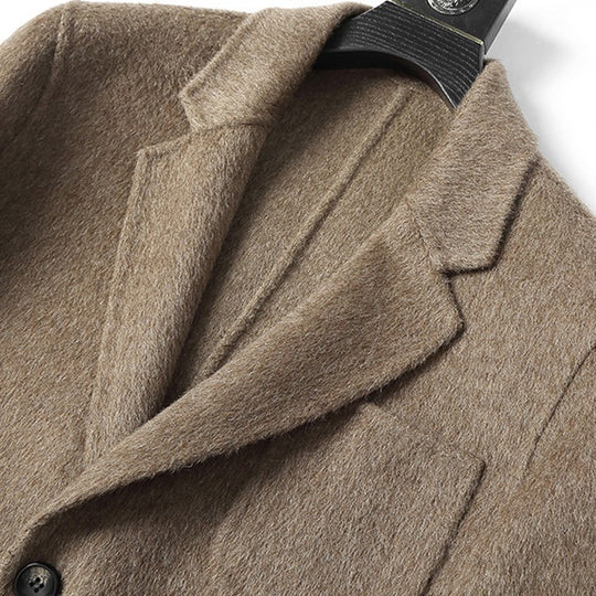 Herren Strukturierter Longcoat aus Wollmix mit fallendem Revers und Ein-Knopf-Verschluss Nord Taschen