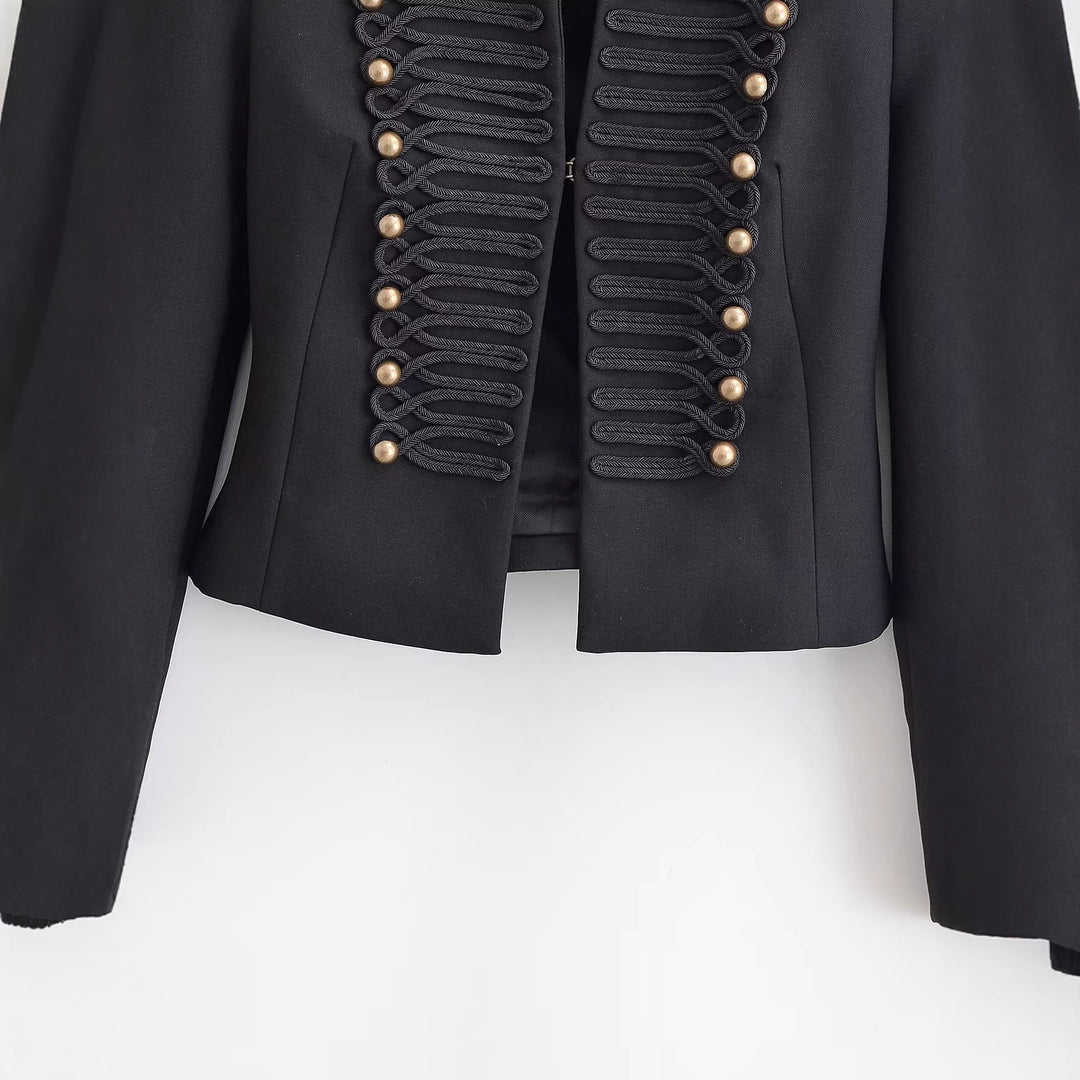 Damen 40+ taillierter Militärblazer mit Kordel- und Zierknopfdetails Nord Taschen