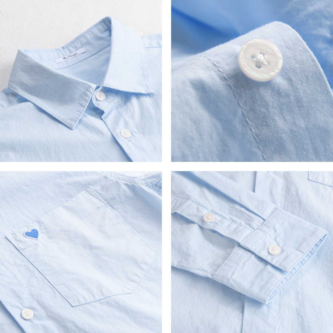 Herren Leichtes Baumwoll-Overshirt mit Brusttasche und dezenter Herzstickerei Nord Taschen