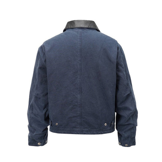 Herren Canvas-Fieldjacke im Overshirt-Look mit Lederkragen und aufgesetzten Pattentaschen Nord Taschen
