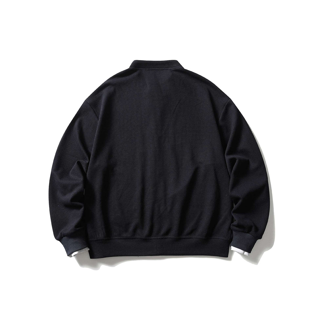 Unisex Kurz geschnittene Boxy‑Blousonjacke mit Waffelstruktur, Stehkragen und kontrastpaspel Nord Taschen