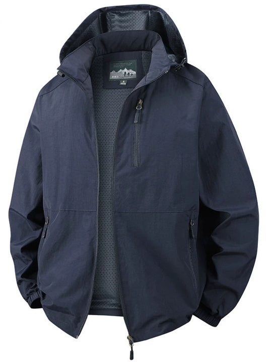 Herren Ultraleichte Allwetter-Outdoorjacke mit Kapuze atmungsaktivem Meshfutter und Reißverschlusstaschen Nord Taschen