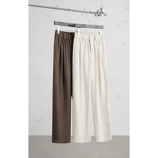 Damen Weitgeschnittene Leinenhose Nord Taschen