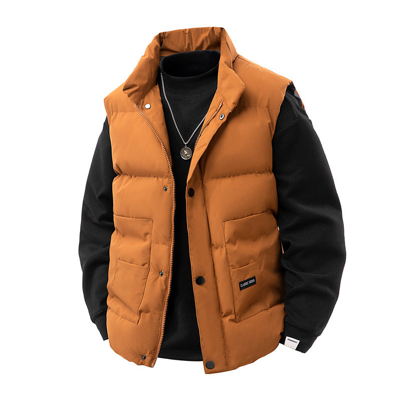 Herren Thermo‑Steppweste mit hoher Kragenblende, Druckknopf‑Front & aufgesetzten Utility‑Taschen Nord Taschen