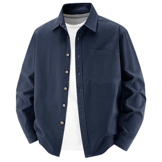 Herren lockere Overshirt-Jacke aus Baumwollmix mit Brusttasche und durchgehender Knopfleiste Nord Taschen