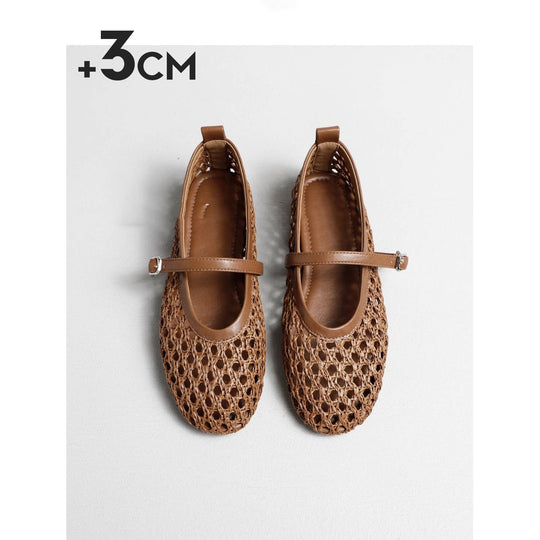 Damen elegante Ballerinas mit luftiger WNord Taschenstruktur und zierlichem Riemchen