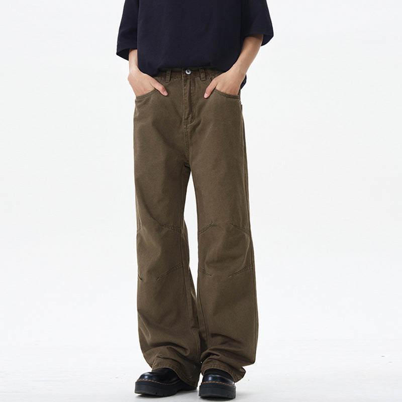 Herren Weite Baumwoll‑Twill‑Hose mit Knie‑Abnähern und fließender Palazzosilhouette Nord Taschen