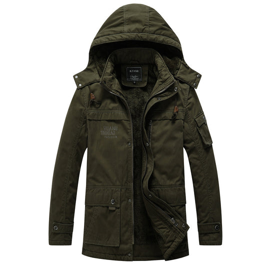 Herren Canvas-Militärparka mit Teddyfutter, Kapuze und multifunktionalen Taschen Nord Taschen