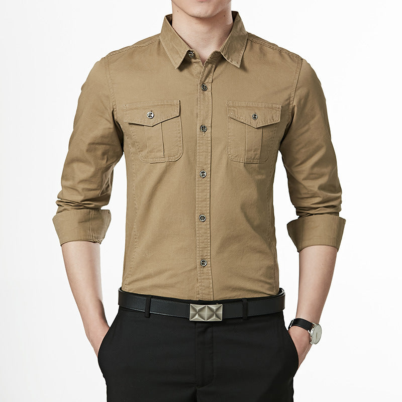 Herren Slim-Fit Oxford-Hemd mit Brustklappen und Kentkragen Nord Taschen