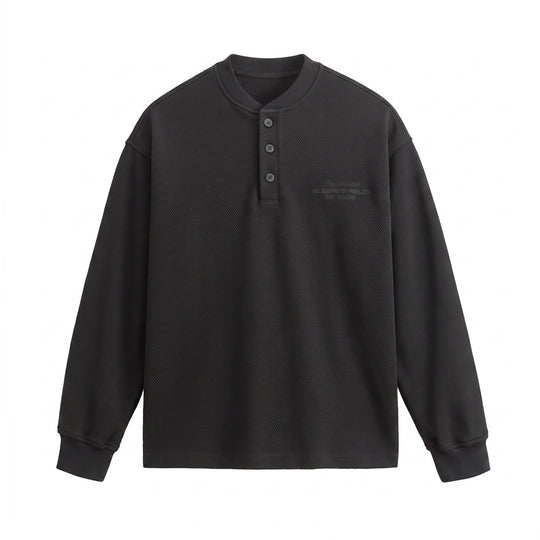 Unisex Strukturierter Henley-Pullover mit Knopfleiste und geripptem Stehkragen Nord Taschen